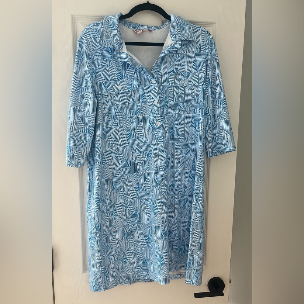 Blue Persifor Geometric Pattern Dress
